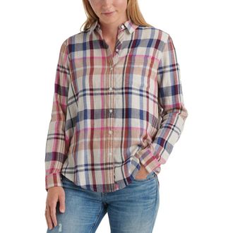 Lucky Brand Womens Classic One-Pocket Plaid Shirt Blue Size Extra Small