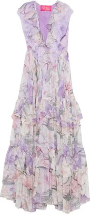 Miau by Clara Rotescu Abito lungo con stampa a fiori - Viola