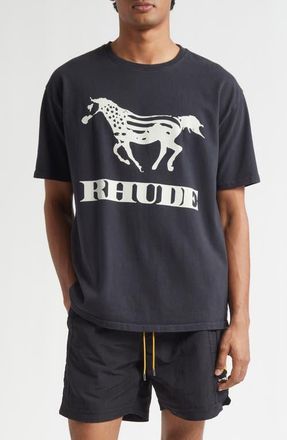 Rhude Dinero Graphic T-Shirt in Vintage Black /White at Nordstrom, Size Xx-Large