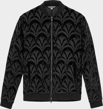 John Varvatos Mens Norfolk Embroidered Velour Blouson Jacket