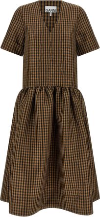 Ganni Taffet&agrave; Crinckled Abiti Marrone-Donna