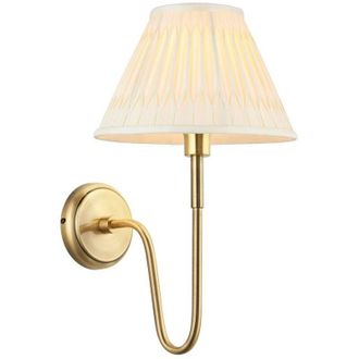 Endon Lighting Rouen & Chatsworth Wall Lamp with Shade Antique Brass Plate & Ivory Silk
