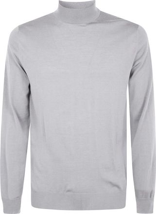 FILIPPO DE LAURENTIIS Mock Turtle Neck Trui - Heren - Coltruien - Grijs - 2XL - Wol - Truien & Vesten