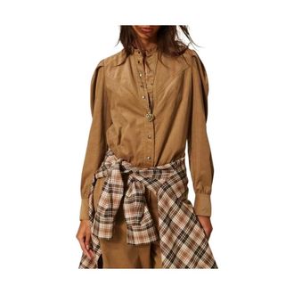 Twinset Camicia in Velluto Myfo - - Blouses & Shirts - Donna - Marrone - M
