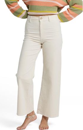 Billabong Free Fall Mid Rise Wide Leg Twill Pants in Sea Salt at Nordstrom, Size 27