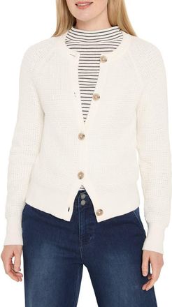 Nic+Zoe Waffle Stitch Cotton Blend Cardigan in Classic Cream at Nordstrom, Size Xx-Large