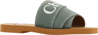 Chlo&eacute; Womens Forest Green Cotton Slides Woody Sandals
