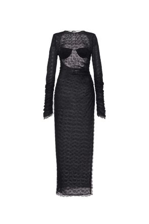 Alessandra Rich Open Back Black Silk Lace Dress Size XS