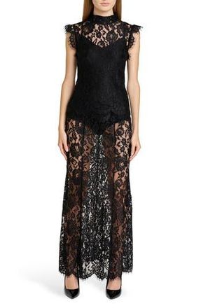 Wayf Cosette Semisheer Lace Maxi Skirt in Black at Nordstrom Rack, Size X-Small