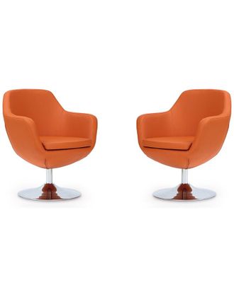 Manhattan Comfort Set Of 2 Caisson Swivel Accent Chairs