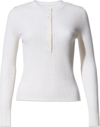 Perfect Moment Henley Top - Dames - V-hals truien - Beige - XS - Wol - Truien & Vesten