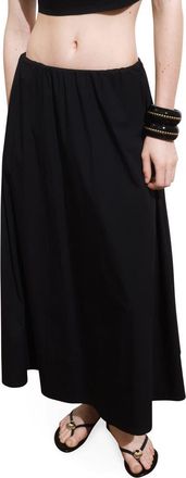 Mango Flared Cotton Midi Skirt in Black at Nordstrom, Size Medium