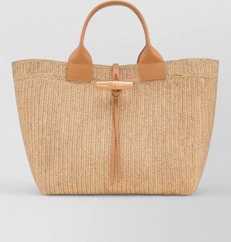 Longchamp le roseau tote bag woven leather handles