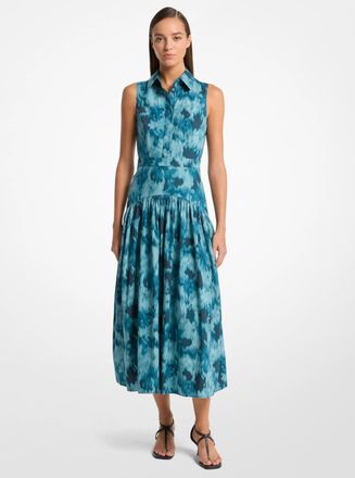 Michael Kors Floral Chin&eacute; Cotton Poplin Drop Waist Shirtdress