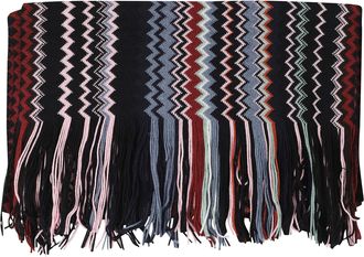 Missoni Black/Two-Tone Zigzag Fringe Wool-Blend Scarf