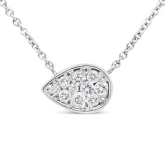 House of Brilliance 14K White Gold 1/4 Cttw Diamond Composite Teardrop Shape Pendant Necklace - at Nordstrom