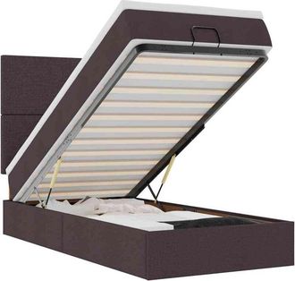 vidaXL Cama Otomana Con Colch&oacute;n Marr&oacute;n Oscuro 90x200 Cm Tela Vidaxl