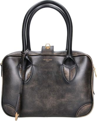 Golden Goose Structured Rectangular Handbag with Vintage Distressed Leather Finish