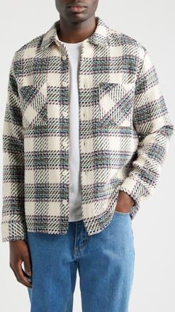 Wax London Whiting Plaid Overshirt in Ecru /Green at Nordstrom, Size X-Large