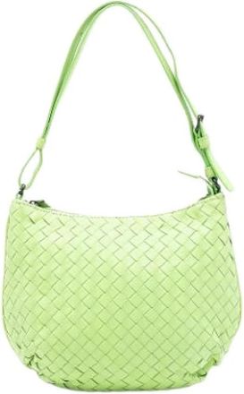 Bottega Veneta Pre-owned Geweven Schoudertas - Dames - Vintage Schoudertas - Groen - ONE Size - Leer - Vintage
