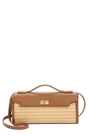 Anya Hindmarch Mortimer Raffia & Leather Clutch in Pecan at Nordstrom