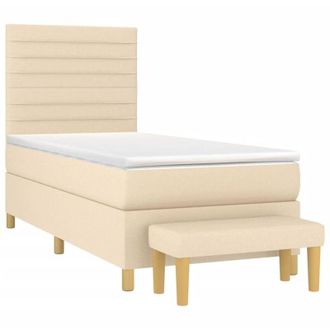 vidaXL Cama Box Spring Con Colch&oacute;n Tela Color Crema 100x200 Cm Vidaxl