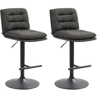 Clp Set di 2 sgabelli da bar in tessuto Damar grigio scuro nero