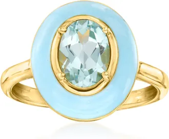 Ross-Simons Sky Blue Topaz Ring With Pastel Blue Enamel in 18kt Gold Over Sterling