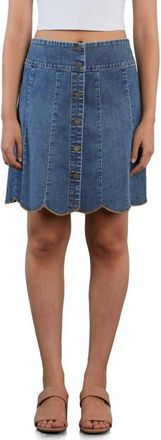 Wash Lab Denim Scalloped Hem Denim Miniskirt in Shine Blue at Nordstrom, Size 34