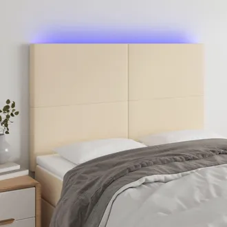 vidaXL Cabecero Con Luces Led Tela Crema 144x5x118/128 Cm Vidaxl
