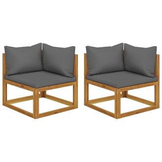 Berkfield Home Sectional Corner Sofas 2 pcs with Cushions Solid Wood Acacia in Grey