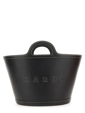 Marni Structured Black Shoulder Bag With Double Top Handle