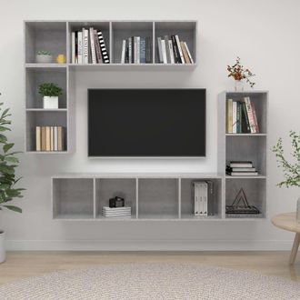 Berkfield Home 4 Piece TV Cabinet Set Concrete Grey Engineered Wood