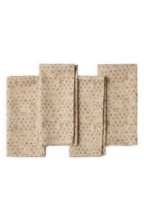 Coyuchi Coral Bell Print Napkins in Chestnut at Nordstrom