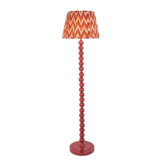 Netlighting Higgledy Gloss Pink Floor Lamp Orange Fabric Zigzag Shade 40cm E27