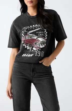 Guess Beaded Race Car T-Shirt in Black Open at Nordstrom, Size Large