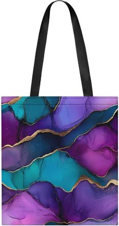 Generic Abstract Vibrant Rainbow Ombre Womens Tote Casual Shopping Bag Lightweight Shoulder Bags Hobos Handbag for Work Travel Daily 35x40cm