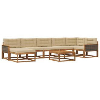vidaXL Conjunto De Sof&aacute;s De Exterior Con Coj&iacute;n 8 Pcs Natural Y Beige Vidaxl