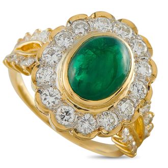 Luxury Bazaar 18K Yellow Gold 1.50ct Diamond and Emerald Ring MF13-042926