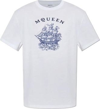 Alexander McQueen T-shirt met print - Heren - T-shirts - Wit - S - Katoen - Tops