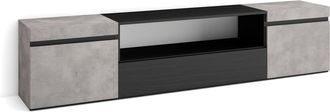 Skraut Home Skraut Home - Mueble Tv, Televisi&oacute;n, Muebles De Sal&oacute;n, Almacenaje, 200x45x35cm, Para Tv Hasta 80, Con Almacenamiento, Estilo Moderno, Gris Cemento