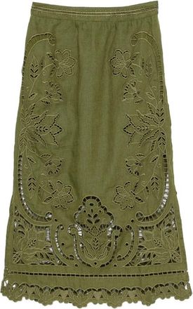 Farm Rio Floral Cut-out Midi Skirt