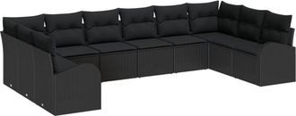 vidaXL Garden Sofa Set 10 pcs Black Poly rattan Vidaxl