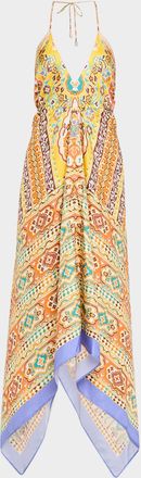 Etro Printed Silk Halter Maxi Dress