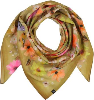 V. Fraas Floral Birds Square Silk-Blend Scarf