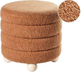 Beliani Puf Boucl&eacute; Marr&oacute;n dorado