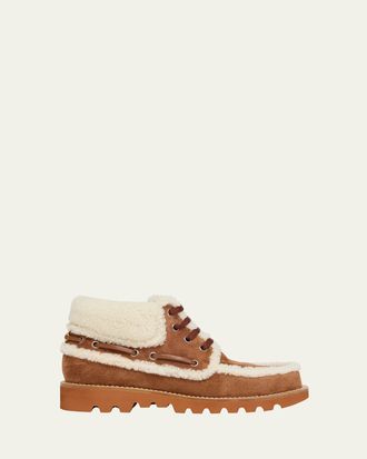 Valentino Garavani Palm Avenue Desert Goat Shearling Booties