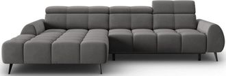 BLOOMINGLOFT Design Ecksofa Alyse mit Relaxfunktion - Samt Hellgrau