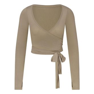 Nike (WMNS) Nike x SKIMS Stretch Knit Wrap Long Sleeve Cropped Top Dune LSLSL10088W-DNE