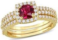 Delmar Lab Created White Sapphire & Lab Created Ruby Stackable Ring Set in Red at Nordstrom Rack, Size 8